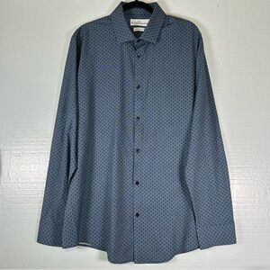 Mizzen &‎ Main Navy Diamond Leeward Dress Men’s No Iron Shirt XXL Trim Fit